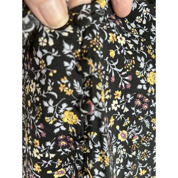 Madewell Womens Sz S black floral shirt dress button front Bohemian Cottagecore - Picture 2 of 10